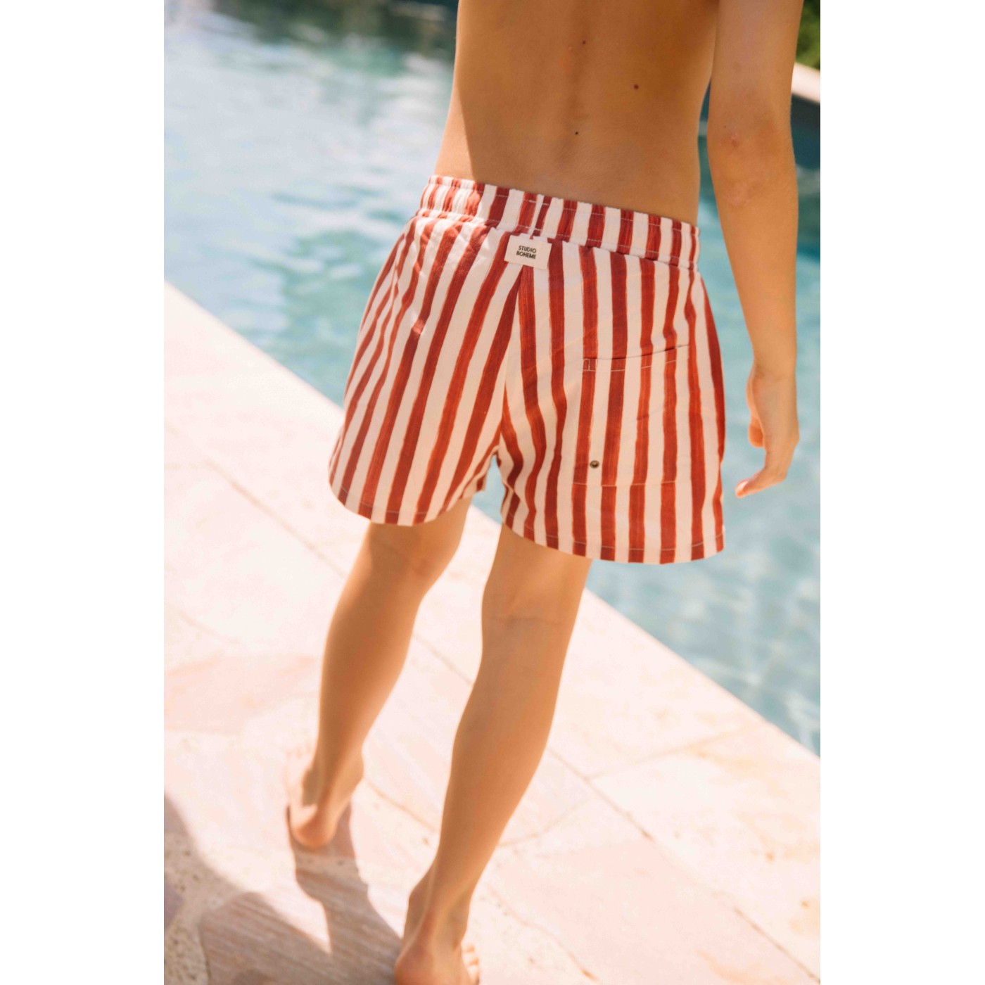 Chico Swim Shorts Brick Red Stripes