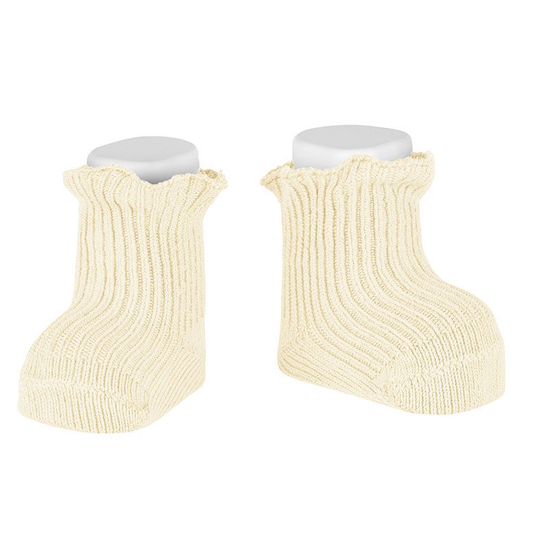 Warm Cotton Rib Socks W/ Curling | Beige (303)