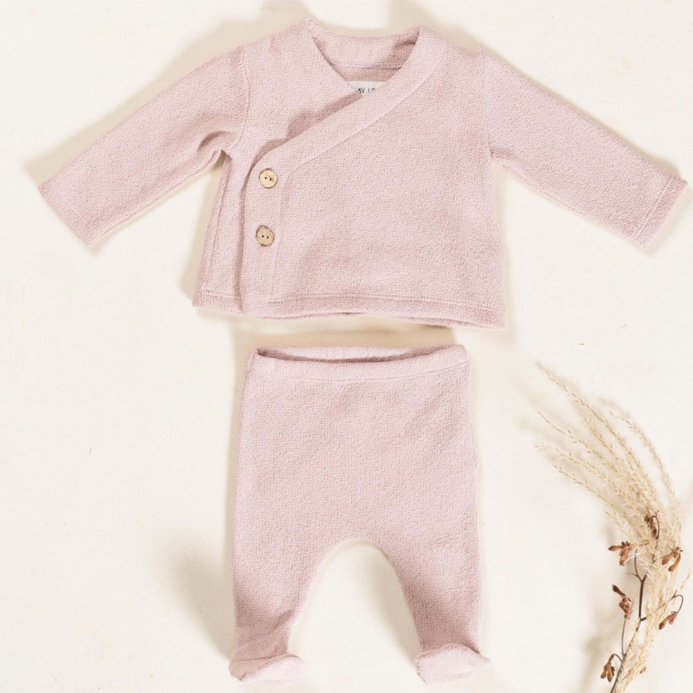 Knitted Sweater & Plain Leggings Pink