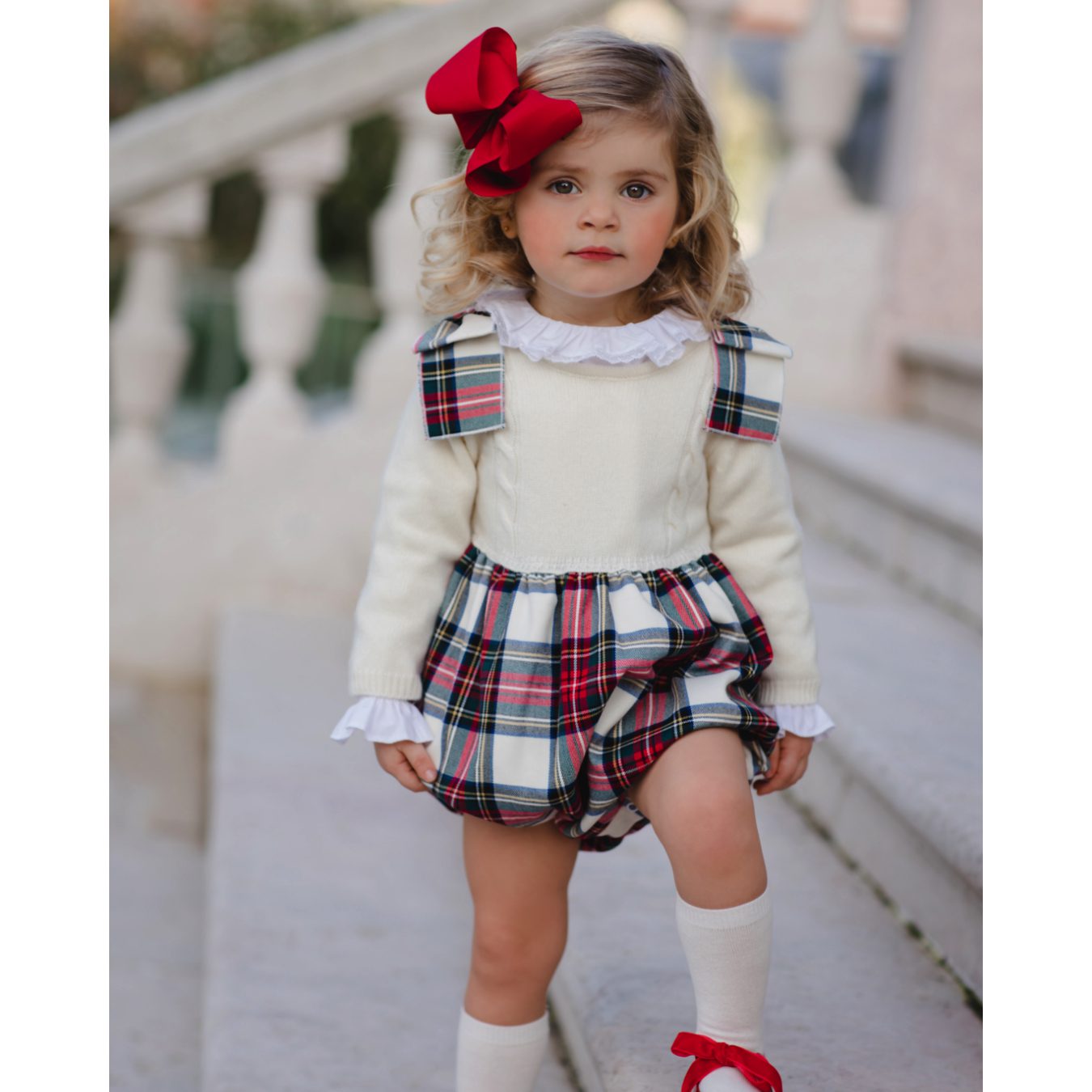 White Christmas Romper & Frilled Collar Top