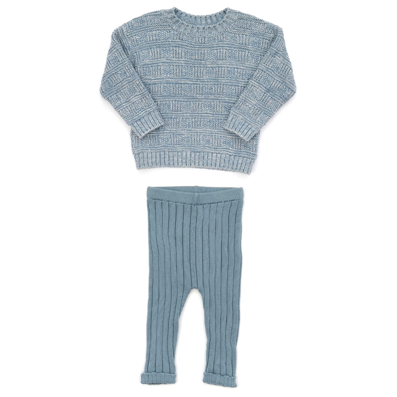 Cameron Sweater Natural & Knitted Leggings Steel Blue